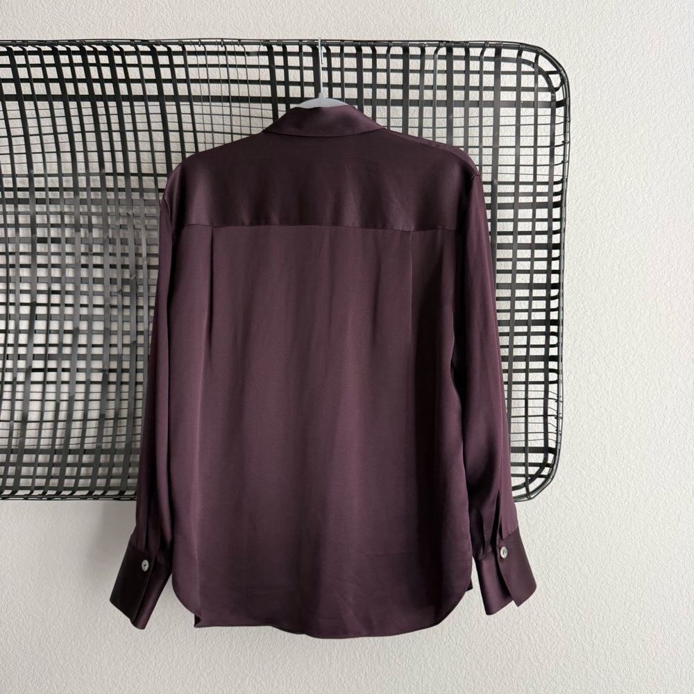 Silky Button-Down Blouse in Deep Plum - Picture 8 of 8